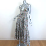 A.L.C. Rhodes Cutout Smocked Midi Dress White Printed Cotton Poplin Size 0