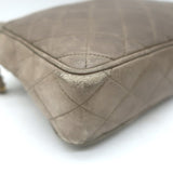 Vintage Chanel CC Tassel Small Camera Bag Taupe Quilted Leather