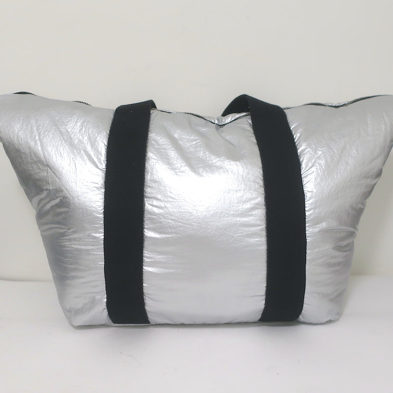 AllSaints Sly East West Reversible Tote Black &amp; Silver Extra Large Shoulder Bag