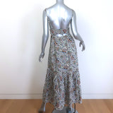 A.L.C. Rhodes Cutout Smocked Midi Dress White Printed Cotton Poplin Size 0