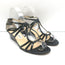 Jimmy Choo Michiko Wedge Sandals Black Glitter Patent Leather Size 38