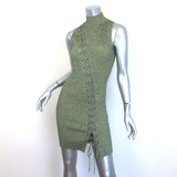 Jonathan Simkhai Cade Lace-Up Turtleneck Mini Dress Sage Marled Knit Size Small