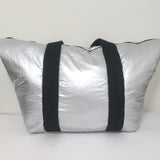 AllSaints Sly East West Reversible Tote Black & Silver Extra Large Shoulder Bag