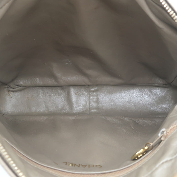 Vintage Chanel CC Tassel Small Camera Bag Taupe Quilted Leather