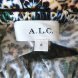 A.L.C. Rhodes Cutout Smocked Midi Dress White Printed Cotton Poplin Size 0