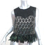 Nicole Miller Beaded Feather Top Black Leather & Silk Size Small