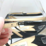 Jimmy Choo Michiko Wedge Sandals Black Glitter Patent Leather Size 38