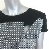 Roland Mouret Geometric Print Cutout Sheath Dress Black/White Crepe Size US 6