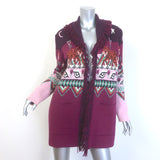 Hayley Menzies Tigress Belted Fringe Cardigan Plum/Multi Wool Size Extra Small