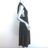 ALEXACHUNG Pleated Satin Open-Back Dress Black Size US 2 NEW