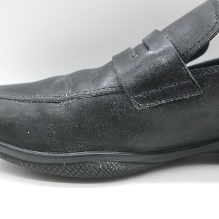 Prada Linea Rossa Penny Loafers Black Leather  Mens Size 8