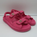 Chanel Knit Dad Sandals Pink Fabric Size 39.5