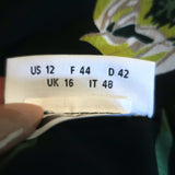 AKRIS Punto Wrap-Effect Blouse Black Poppy Print Silk Size US 12 Long Sleeve Top