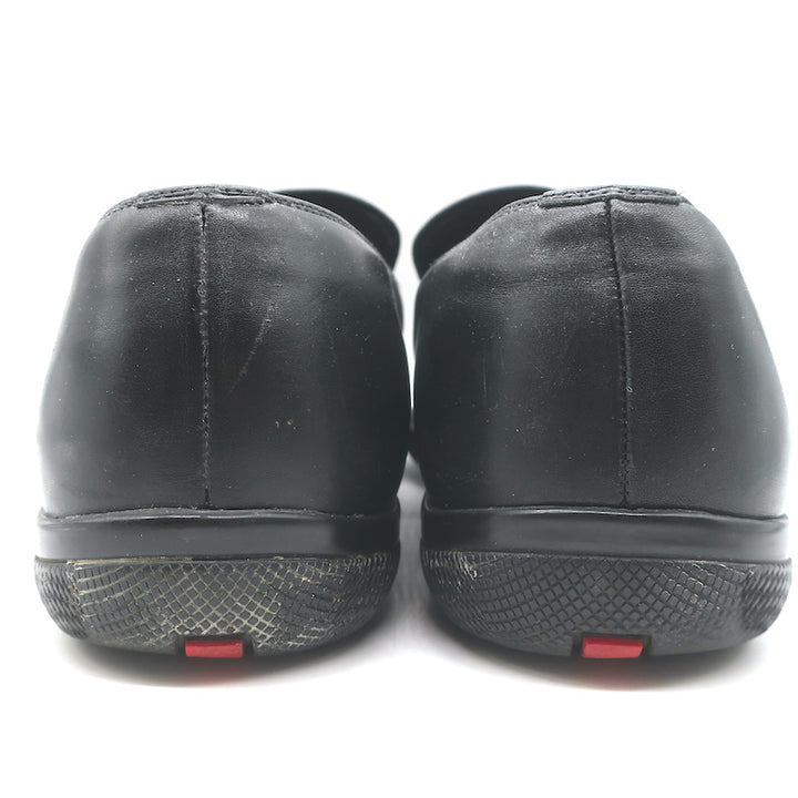 Prada Linea Rossa Penny Loafers Black Leather  Mens Size 8