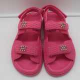 Chanel Knit Dad Sandals Pink Fabric Size 39.5