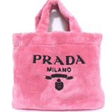 Prada Large Terry Logo Tote Pink Fleece Shoulder Bag