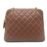 Vintage Chanel Quilted Caviar Leather Chain Strap Dome Shoulder Bag Brown