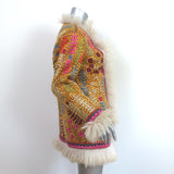 Zimmermann Ladybeetle Embroidered Shearling Jacket Multicolor Leather Size 0 NEW