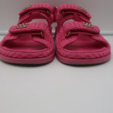 Chanel Knit Dad Sandals Pink Fabric Size 39.5