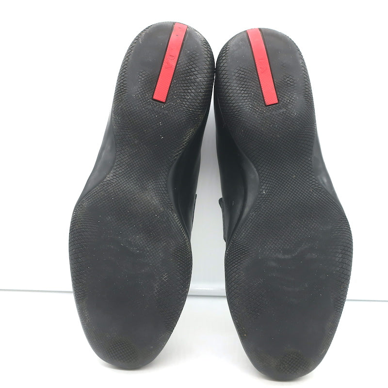 Prada Linea Rossa Penny Loafers Black Leather  Mens Size 8