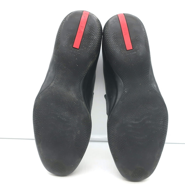 Prada Linea Rossa Penny Loafers Black Leather  Mens Size 8