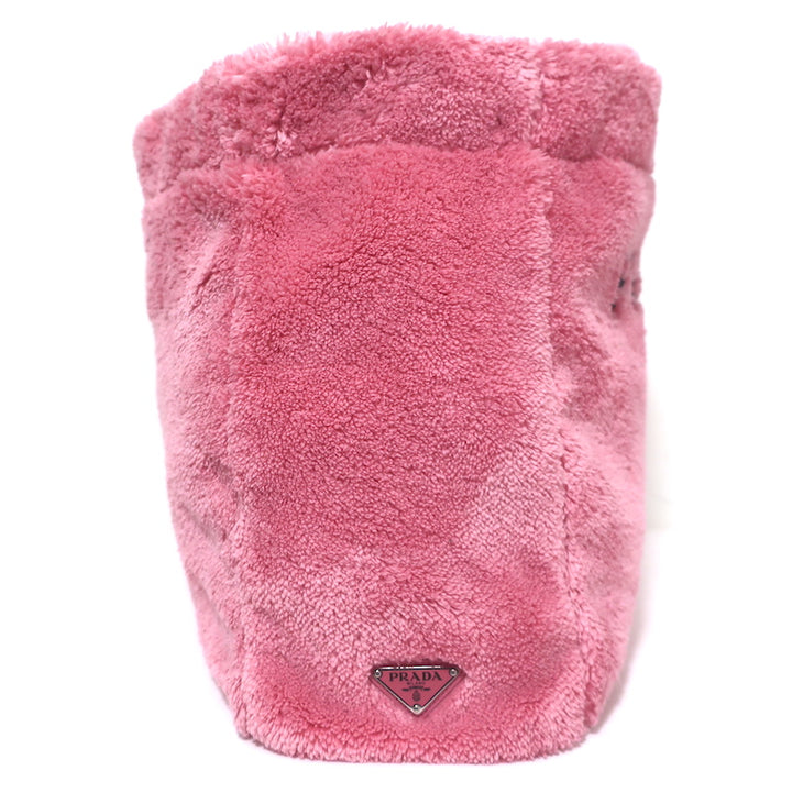 Prada Large Terry Logo Tote Pink Fleece Shoulder Bag