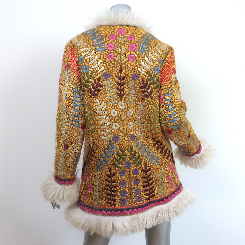 Zimmermann Ladybeetle Embroidered Shearling Jacket Multicolor Leather Size 0 NEW