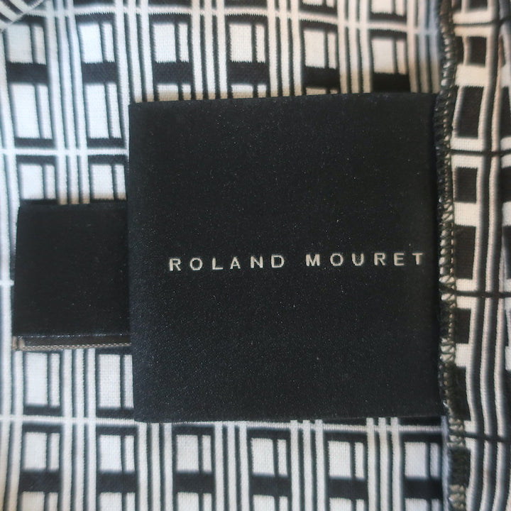 Roland Mouret Geometric Print Cutout Sheath Dress Black/White Crepe Size US 6