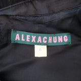 ALEXACHUNG Pleated Satin Open-Back Dress Black Size US 2 NEW