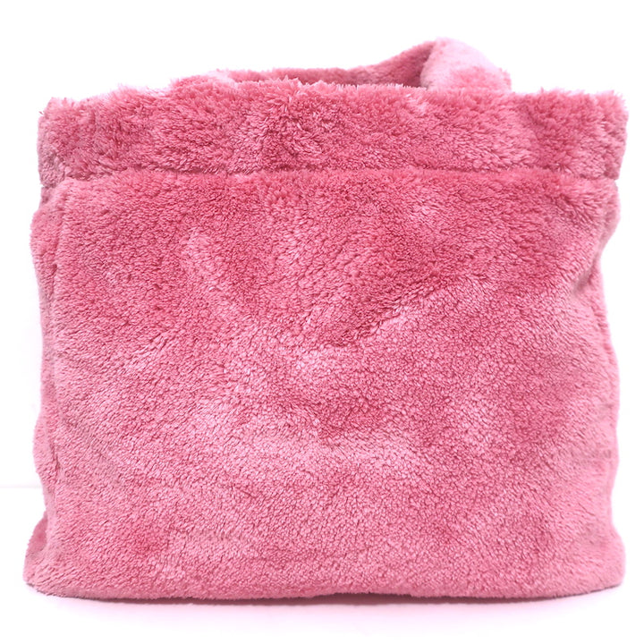 Prada Large Terry Logo Tote Pink Fleece Shoulder Bag