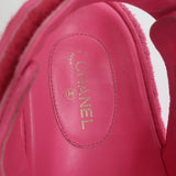 Chanel Knit Dad Sandals Pink Fabric Size 39.5