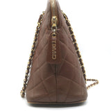 Vintage Chanel Quilted Caviar Leather Chain Strap Dome Shoulder Bag Brown