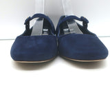 Larroude Blair Mary Jane suede ballet flats in navy, authentic pre-owned luxury, size 9