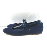 Larroude Blair Mary Jane ballet flats in navy suede, authentic gently pre-owned luxury pair, size 9