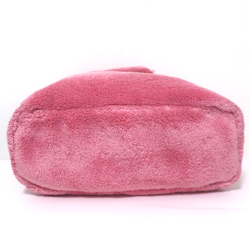 Prada Large Terry Logo Tote Pink Fleece Shoulder Bag