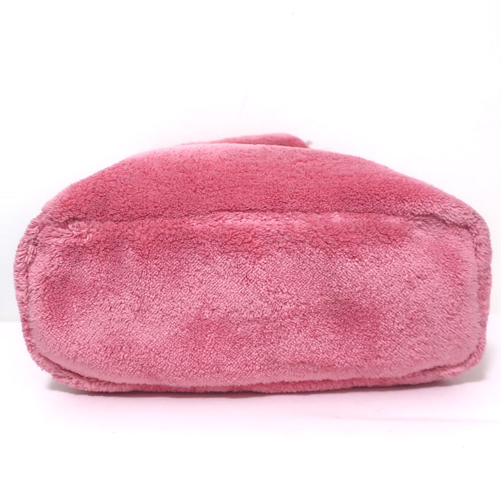 Prada Large Terry Logo Tote Pink Fleece Shoulder Bag