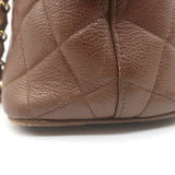 Vintage Chanel Quilted Caviar Leather Chain Strap Dome Shoulder Bag Brown