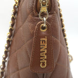 Vintage Chanel Quilted Caviar Leather Chain Strap Dome Shoulder Bag Brown