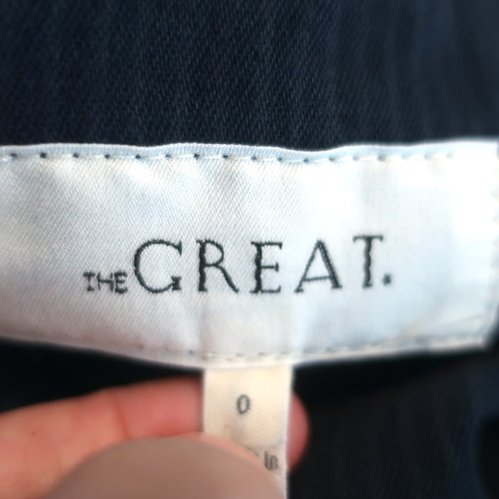 THE GREAT Jacket Navy Floral-Embroidered Cotton Size 0