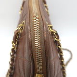 Vintage Chanel Quilted Caviar Leather Chain Strap Dome Shoulder Bag Brown