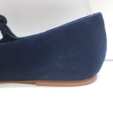 Larroude Blair Mary Jane navy suede ballet flats, authentic and gently pre-owned luxury