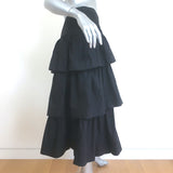 Ulla Johnson Winnie Tiered Midi Skirt Black Cotton Size 4