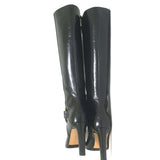 Manolo Blahnik Metal Ring-Embellished Knee High Boots Black Leather Size 39