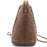 Vintage Chanel Quilted Caviar Leather Chain Strap Dome Shoulder Bag Brown