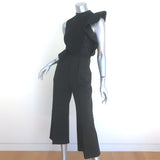 Self-Portrait Beaded Sequin Ruffle Jumpsuit Black Neoprene Size US 0