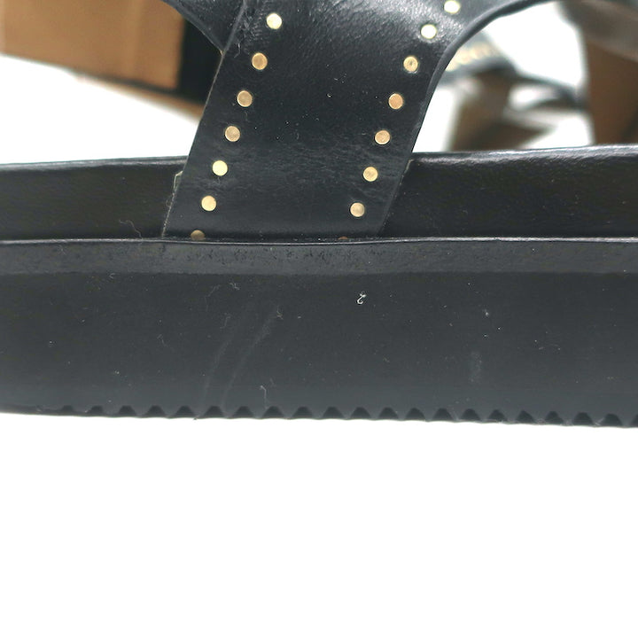 Isabel Marant Neryse Studded Flatform Sandals Black Leather Size 36