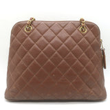Vintage Chanel Quilted Caviar Leather Chain Strap Dome Shoulder Bag Brown