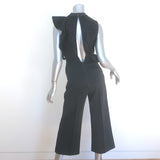 Self-Portrait Beaded Sequin Ruffle Jumpsuit Black Neoprene Size US 0