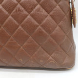 Vintage Chanel Quilted Caviar Leather Chain Strap Dome Shoulder Bag Brown
