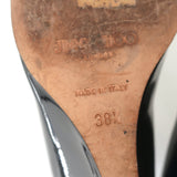 Jimmy Choo Baxen Peep Toe Wedge Pumps Black Patent Leather Size 38.5